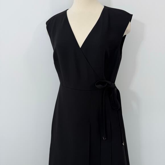 Valentino Wrap Effect Midi Dress Wool and Silk Black 46 (US 10) NWT - Picture 3 of 16